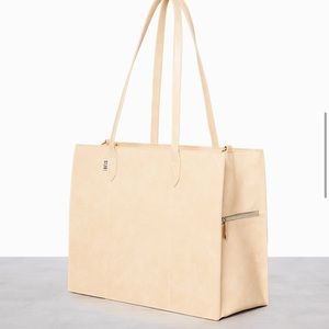 Beis The Work Tote. Small/beige. Thick straps and pouch included.